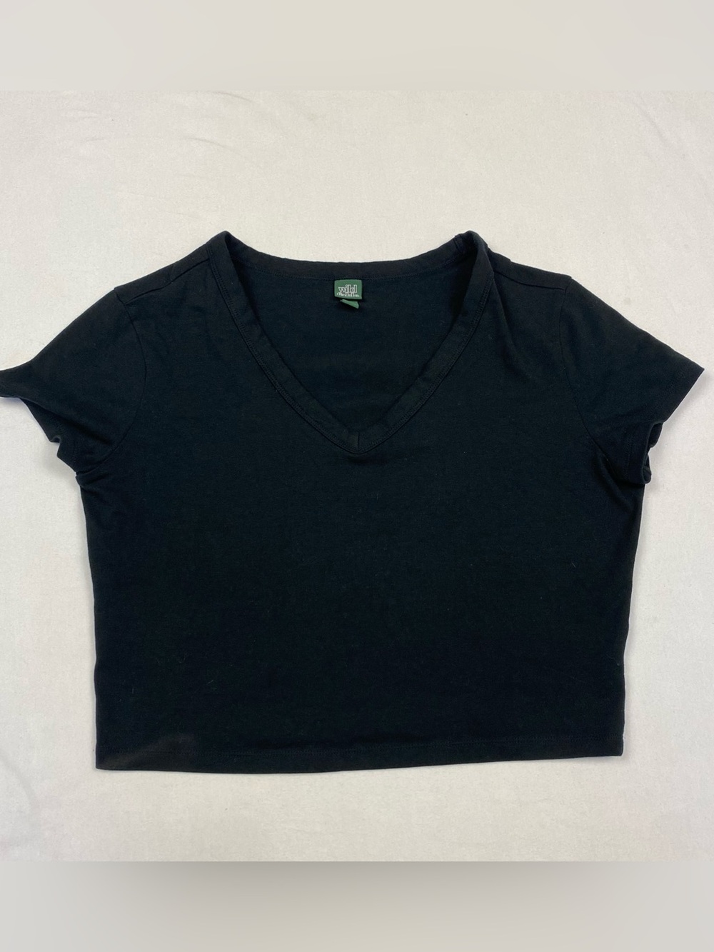 wild fable Black V-Neck Crop Tee